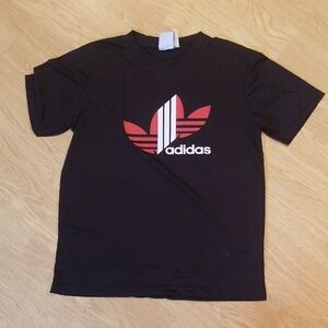 Adidas Mens Black and Red Logo T-Shirt